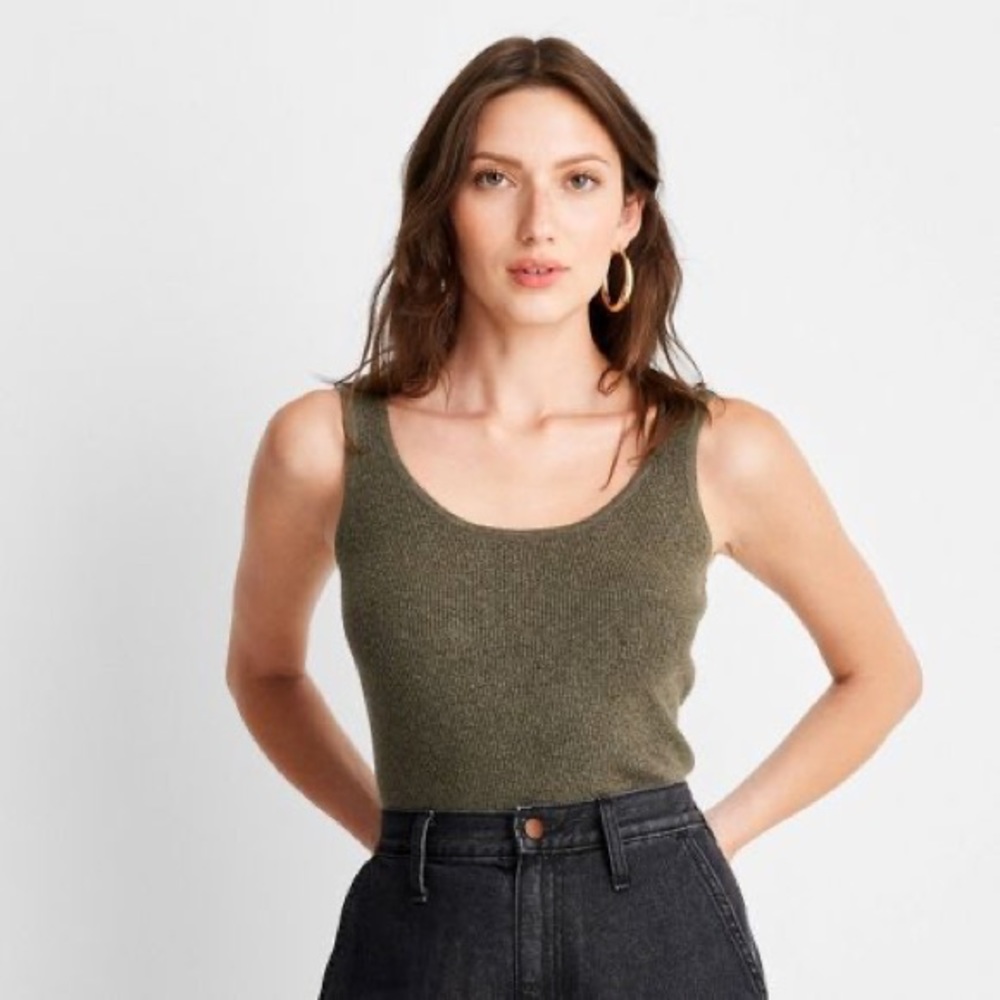 Target knit tank top, olive green